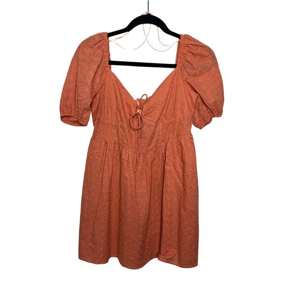 Altar'd State Dresses & Skirts - Altar'd State Burnt Orange Boho Eyelet Detail Mini Dress Size Medium